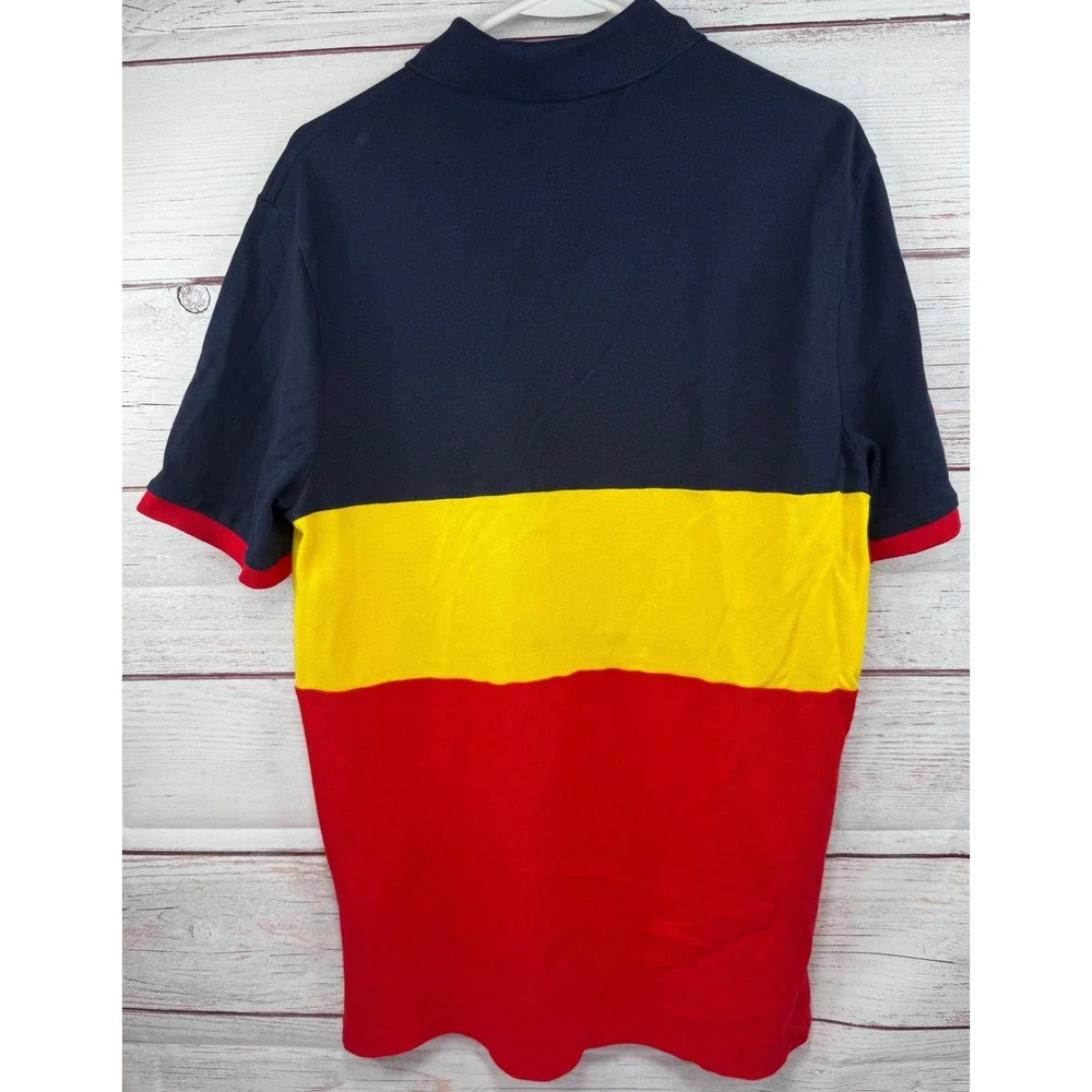 Polo Ralph Lauren Mens Big Pony Colorblock Polo Shirt Navy Yellow Red Medium